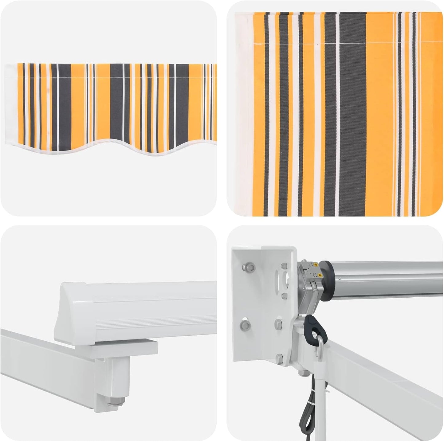 vidaXL Toldo retráctil eléctrico amarillo y gris 2,5 x 2 m, toldo eléctrico moderno automático, extensible, protección de jardín, protección al aire libre, pantalla solar funcional