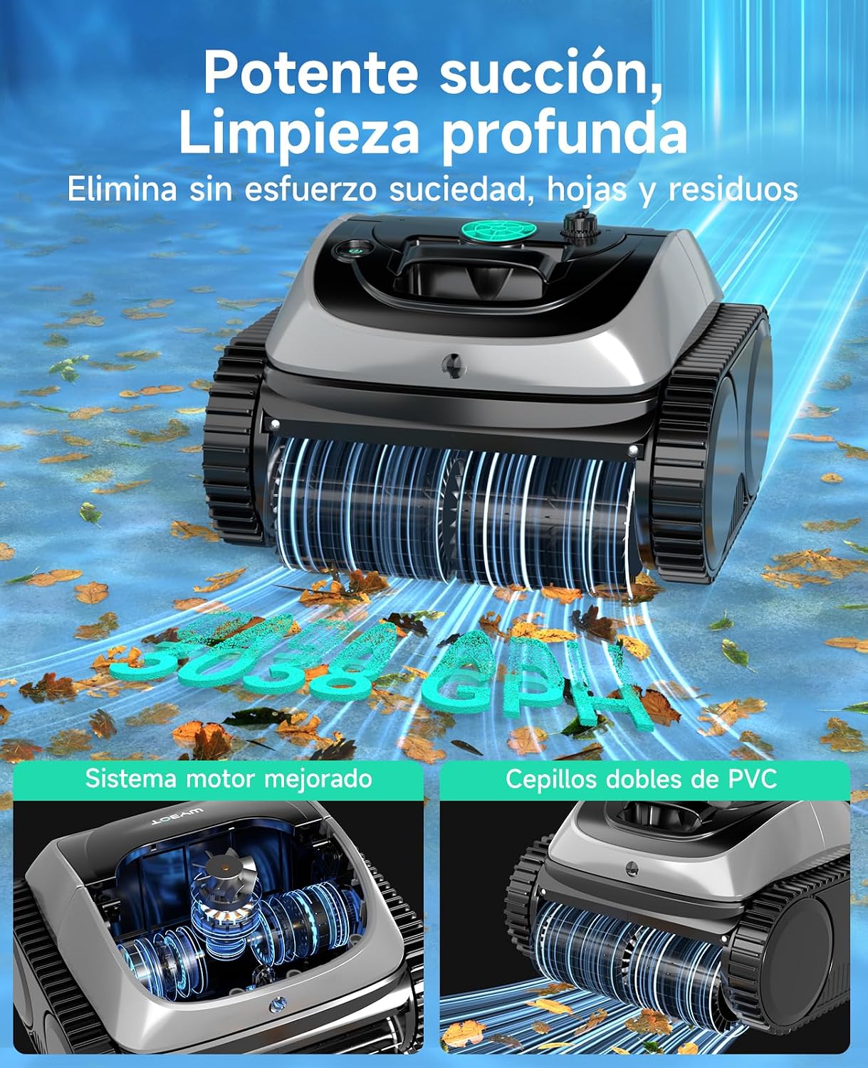 WYBOT C1 Robot Limpiafondos Piscina con Planificación Inteligente de Rutas, Limpieza Automática de Fondo, Paredes y Línea de Agua, Triple Motor Mejorado, 150 Min, hasta 150㎡(Gris)