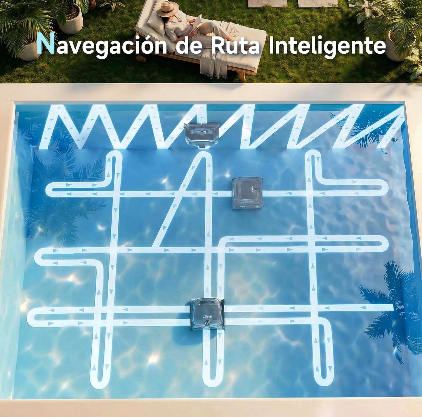 WYBOT B1 Robot de Piscina inalámbrico para Piscinas pequeñas, Robot de Limpieza Inteligente Ligero con Control de aplicación, Cubierta de Pared y Suelo, Dos cepillos Laterales, Gris Verdoso