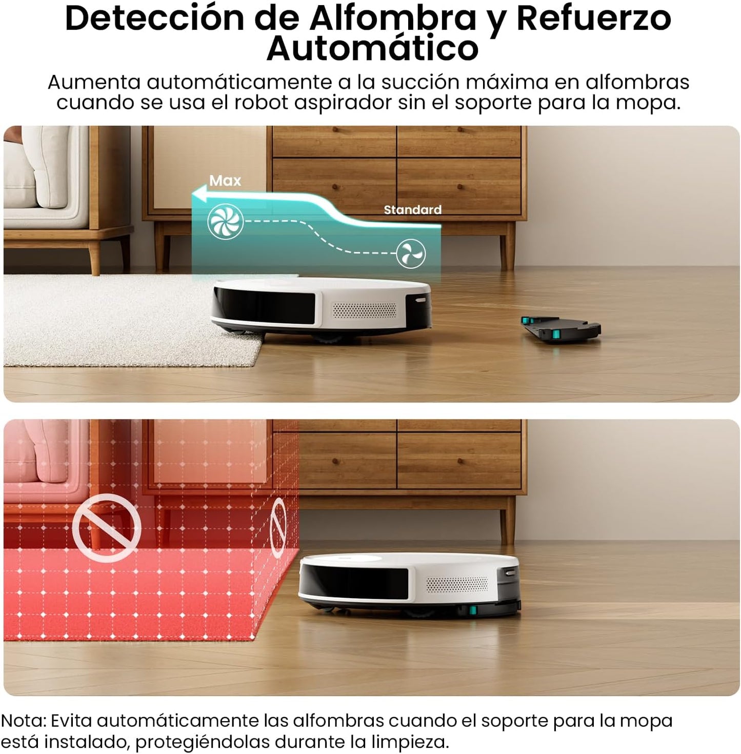 Lefant M350 Robot Aspirador y Fregasuelos con Mapeo Láser ToF, Cuerpo Ultra Delgado 7.9 cm, Succión 6000 Pa, Autovaciado 75 Días, Ideal para Apartamentos, WiFi/Alexa/App,Blanco