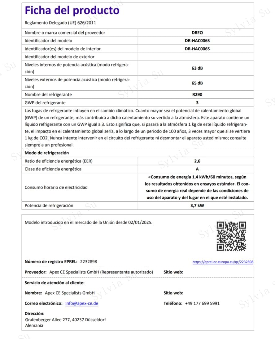 DREO aire acondicionado portátil 12000 BTU 3-en-1 refrigeración/ventilación/deshumidificación, silencioso para dormitorio u oficina, control por app y voz, sin drenaje, kit ventana, 3,2 L/h, AC516S