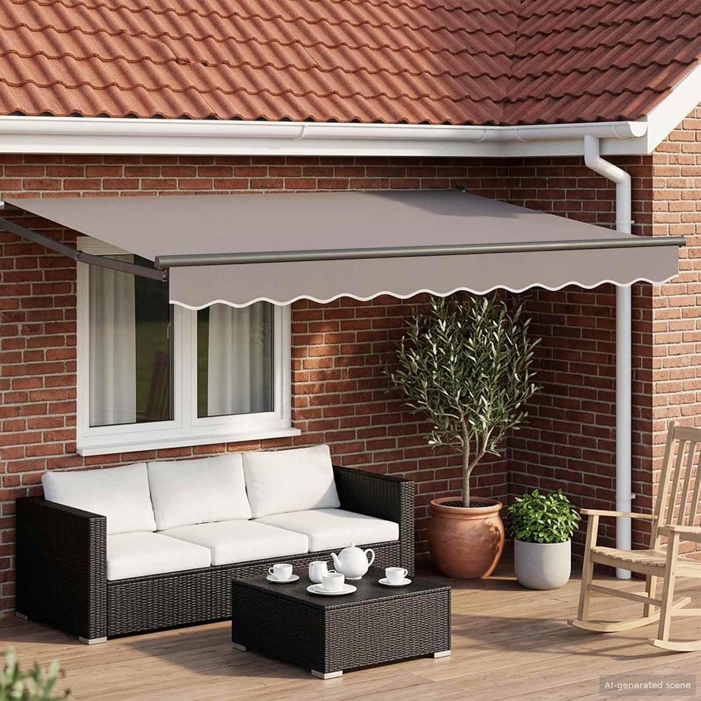vidaXL Toldo Retráctil Eléctrico Gris Claro 3 x 2,5 m, Toldo automático, Moderno y eléctrico, retráctil, con LED, para Patio, ¡Sombra Funcional al Aire Libre