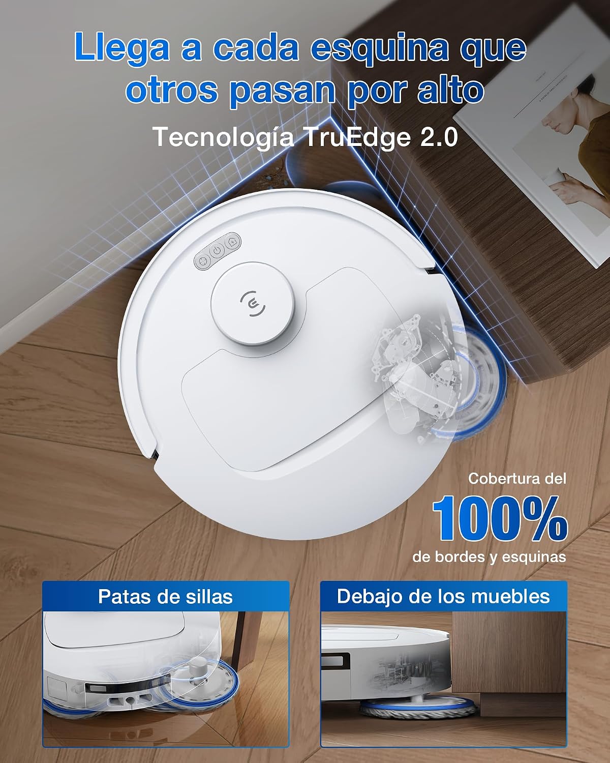 ECOVACS DEEBOT T30C Omni GEN2 Robot Aspirador con estación, 25000Pa, Lavado a Agua Caliente 75℃, mopa OZMO Turbo 2.0, Cepillo ZeroTangle 3.0, Limpieza húmeda adaptativa, Blanco