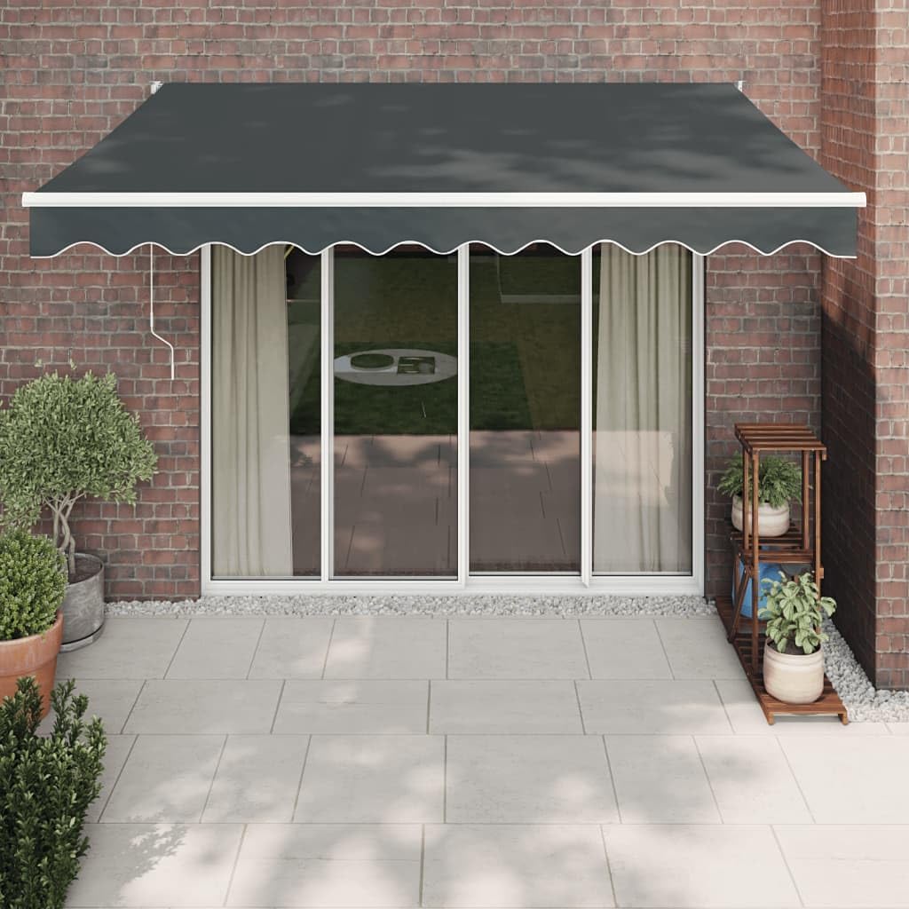 IKAYAA Toldo Motorizado 3.5 x 2.5 m, Toldo Eléctrico Retráctil,Toldo Articulado Eléctrico con Mando a Distancia, Toldo Brazo Extensible para Terraza, Jardín, Antracita