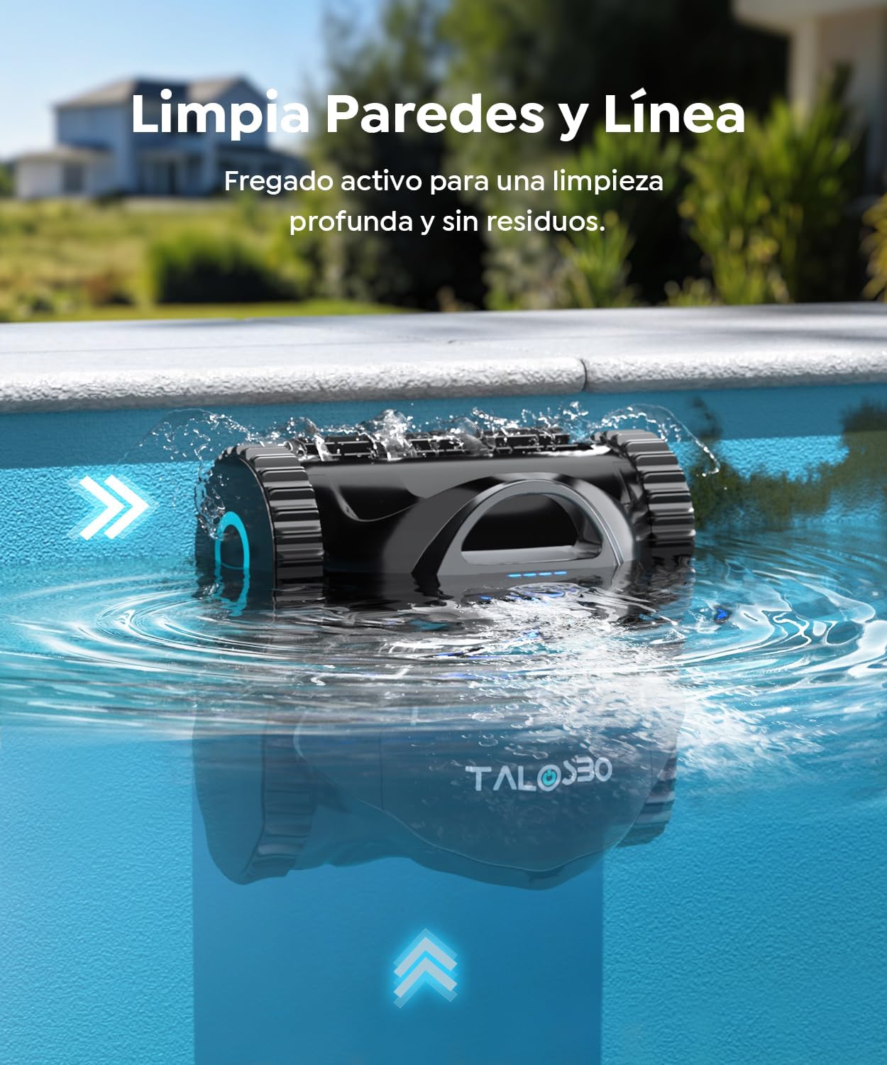 (2026 Nuevo) Talosbo C1 Robot Piscina Limpiafondos y Paredes, Línea de Flotación, Filtrante 180μm y Esponja 35ppi, 180 Min de Autonomía, Aspirador Piscina Inalámbrico con Control por APP, hasta 150 m²