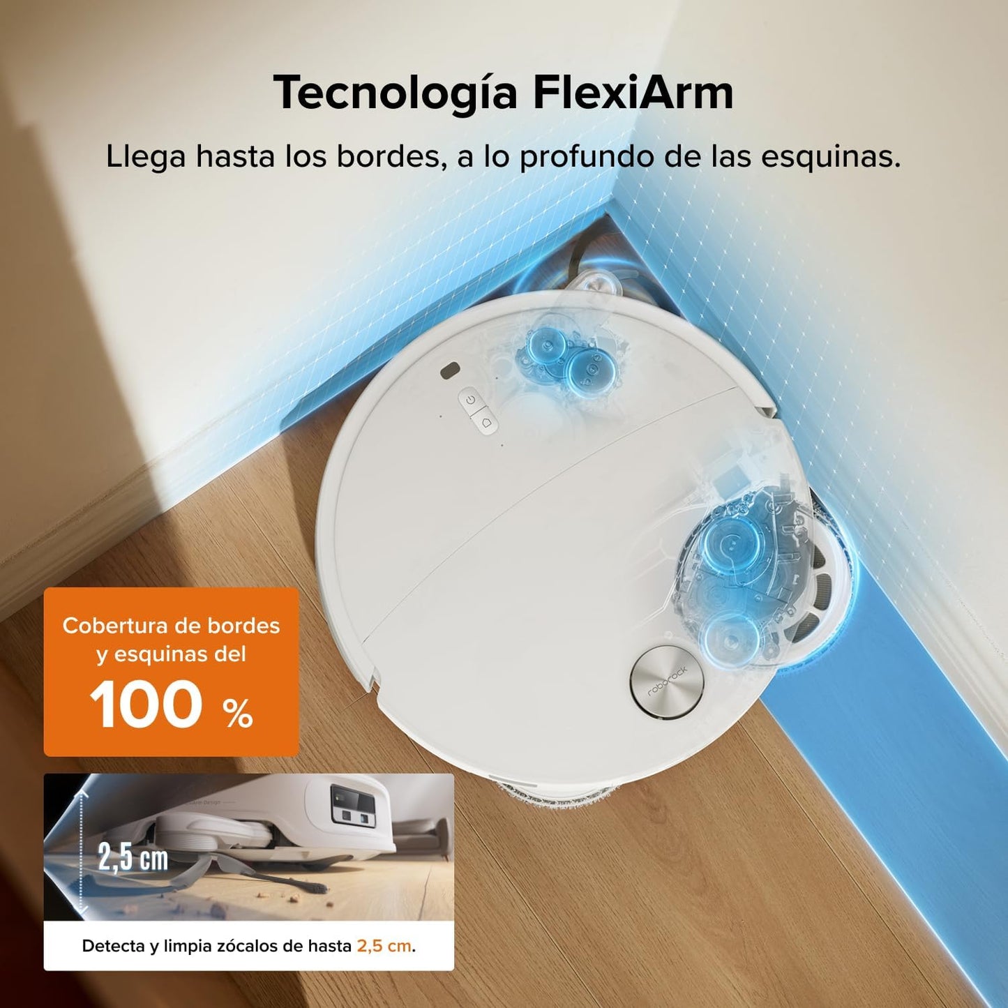 roborock Qrevo Edge 2 Set Robot Aspirador, Succión de 25000 Pa, 7,98 cm Ultrafino para Espacios Reducidos, Base Todo en Uno, Sistema antienredos, Evitación de 280+ Tipos de Obstáculos, Blanco