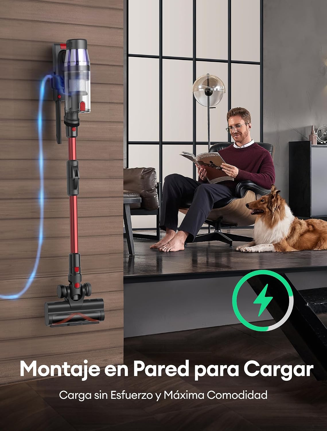 Ultenic Aspiradora sin Cable 55Kpa/60Min, Pantalla LED Muestra Batería Restante en Minutos, Escoba Aspiradora Antienredo con Tubo Articulado, Limpia el Fondo de los Muebles sin Agacharse