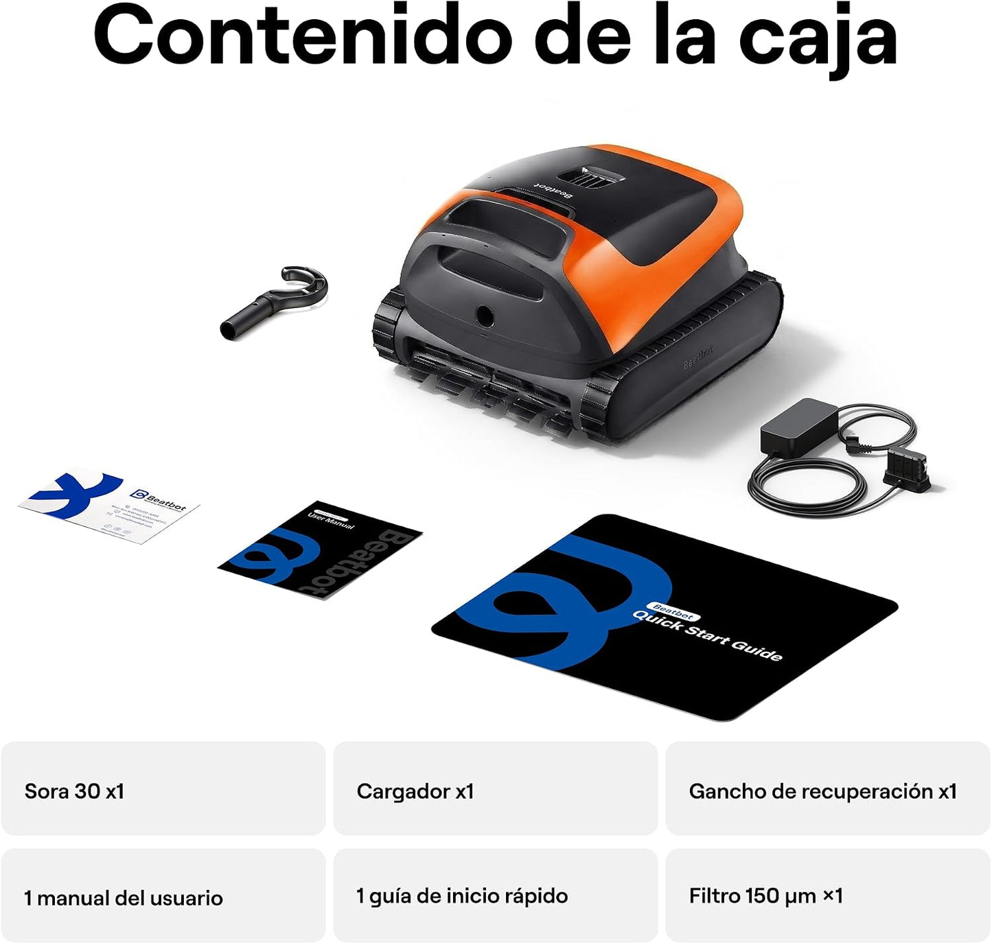 Beatbot (2026 Nuevo Sora 30 Robot Piscina limpiafondos y Paredes, Plataformas y línea de flotación, 25700 LPH, Posicionamiento Superficie, 5l residuos,App,Piscinas enterradas y elevadas, Orange