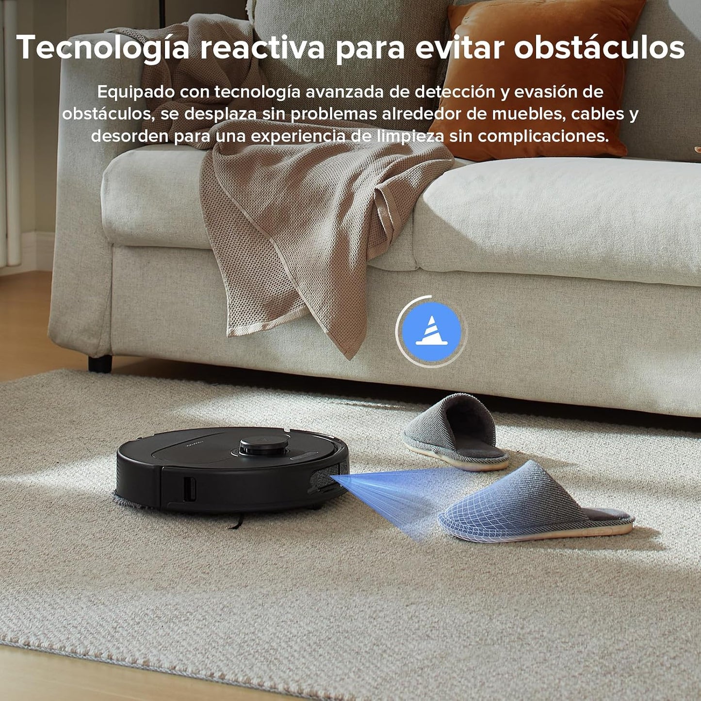 roborock Robot Aspirador QV 35A Set, 8000Pa de succión, Dos mopas giratorias elevables, cepillos antienredos, tecnología reactiva para Evitar obstáculos, navegación y mapeo,Negro