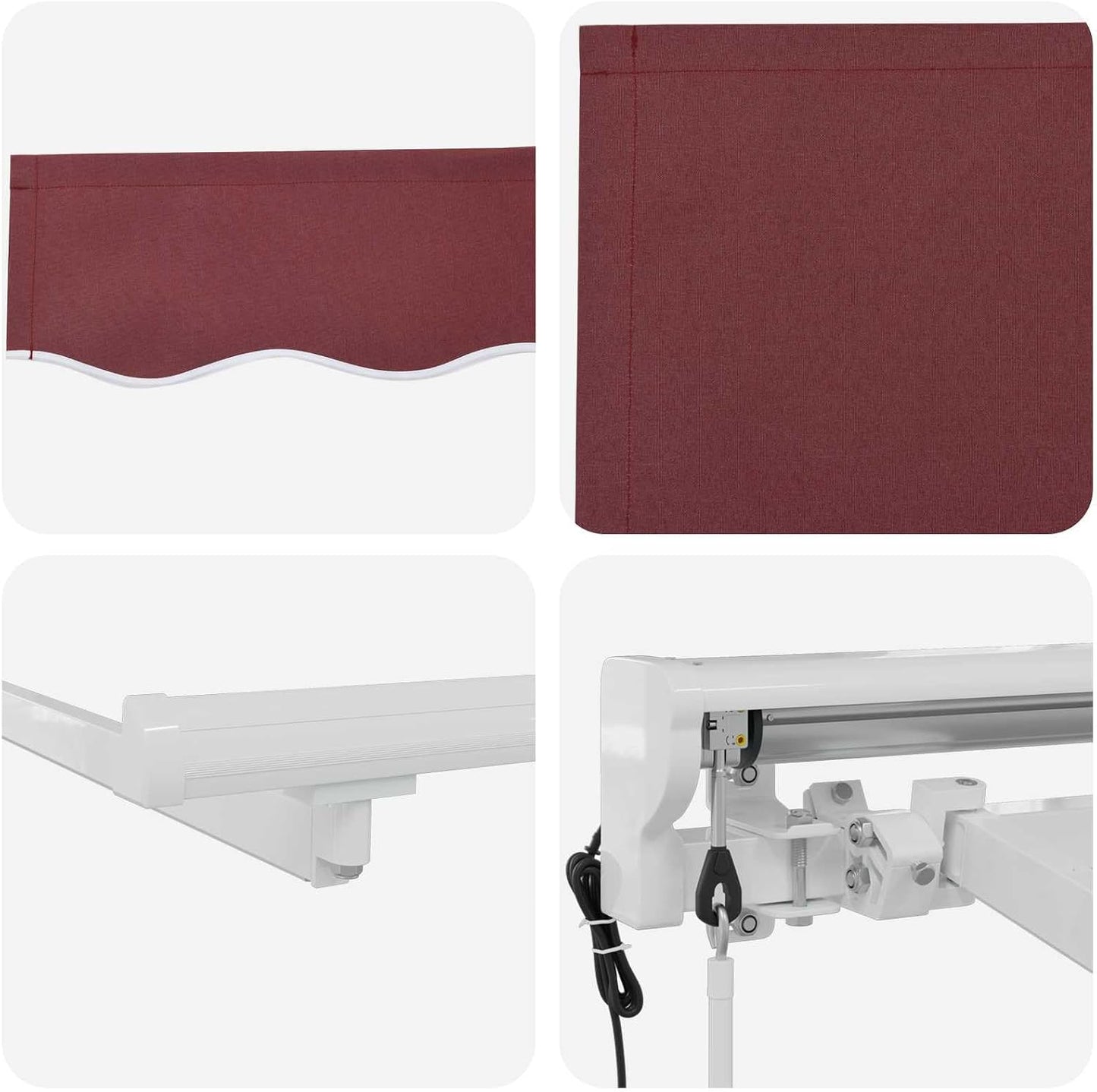 vidaXL Toldo Retráctil Eléctrico Borgoña y Blanco 4 x 2 m, toldo Rectangular Moderno para jardín y terraza, sombrilla eléctrica Ajustable, Resistente a la Intemperie