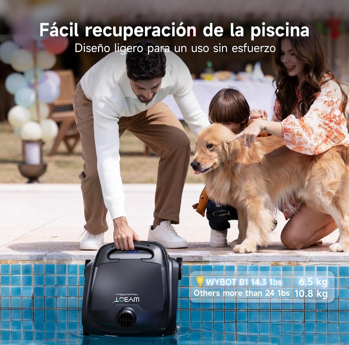 WYBOT B1 Robot de Piscina inalámbrico para Piscinas pequeñas, Robot de Limpieza Inteligente Ligero con Control de aplicación, Cubierta de Pared y Suelo, Dos cepillos Laterales, Negro y Verde