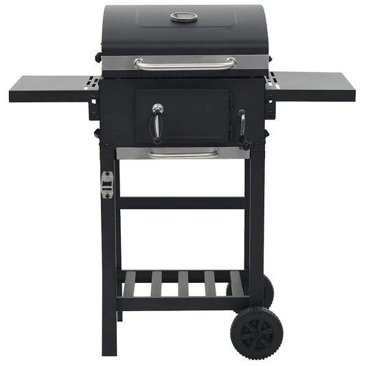 Barbacoa de carbón con estante inferior negra v6900