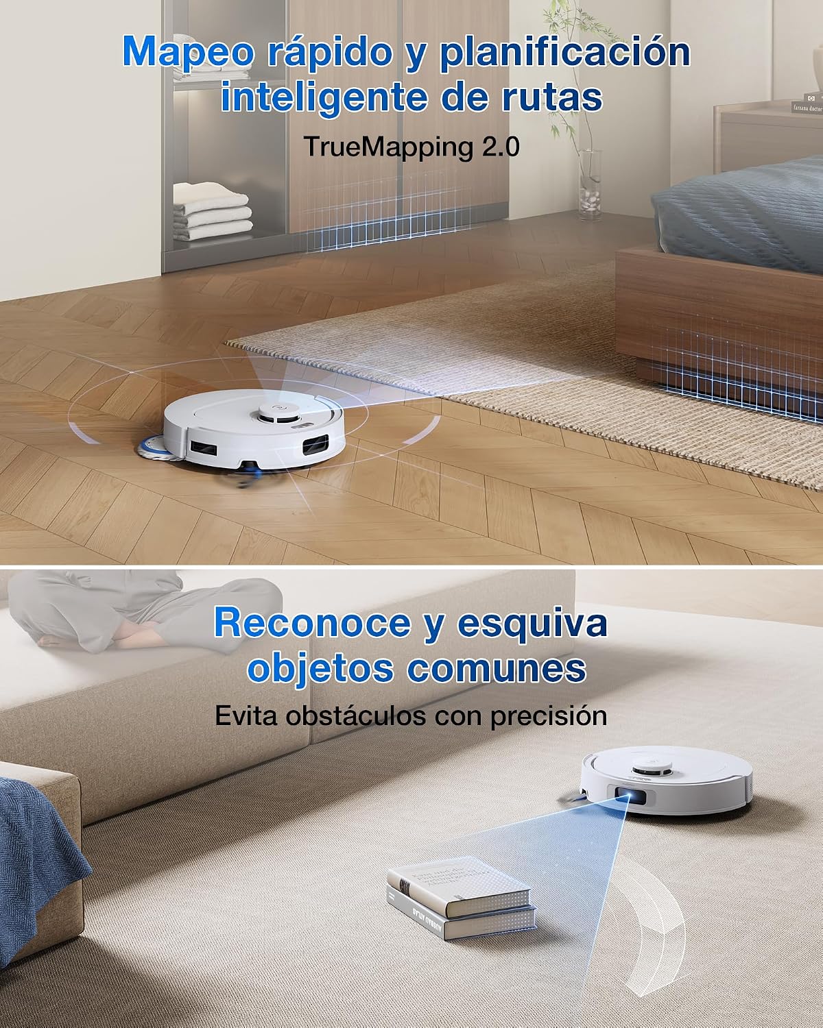 ECOVACS DEEBOT T30C Omni GEN2 Robot Aspirador con estación, 25000Pa, Lavado a Agua Caliente 75℃, mopa OZMO Turbo 2.0, Cepillo ZeroTangle 3.0, Limpieza húmeda adaptativa, Blanco