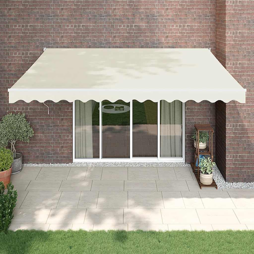 Brokky Toldo Motorizado 4X 3 m Toldo Articulado Eléctrico con Mando a Distancia para Terraza, Jardín-Crema-4 x 3 m-Marco Blanca