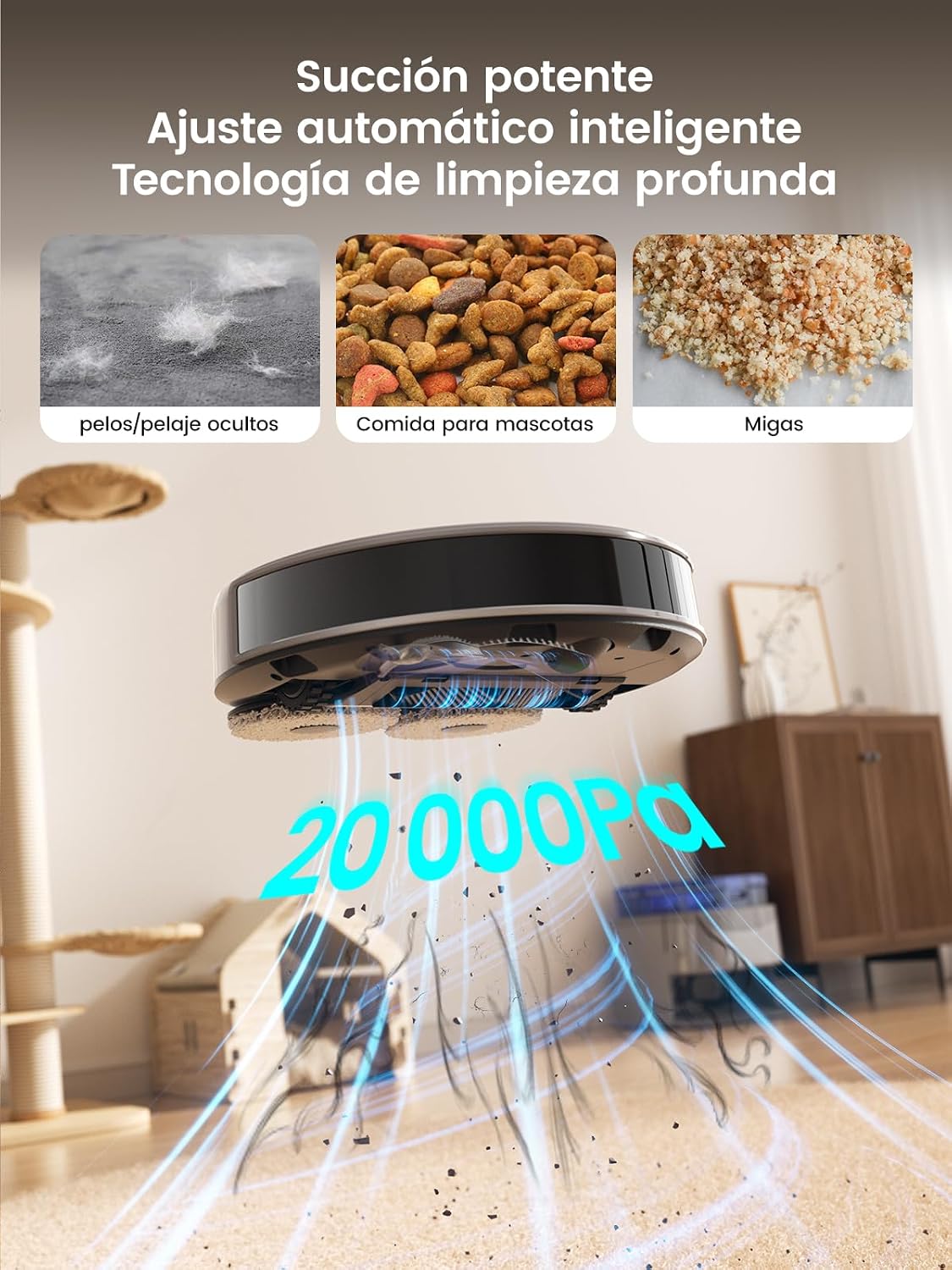 LEFANT M3 Max Robot Aspirador y Fregasuelos, Todo-en-Uno 20000 Pa, 210min, Auto-Lavado/Secado Mopa, Auto-Vaciado 3,2L, dToF Navegación Láser, Evita Obstáculos, WiFi/Alexa/App/i Watch, 2.4G & 5GHz WiFi