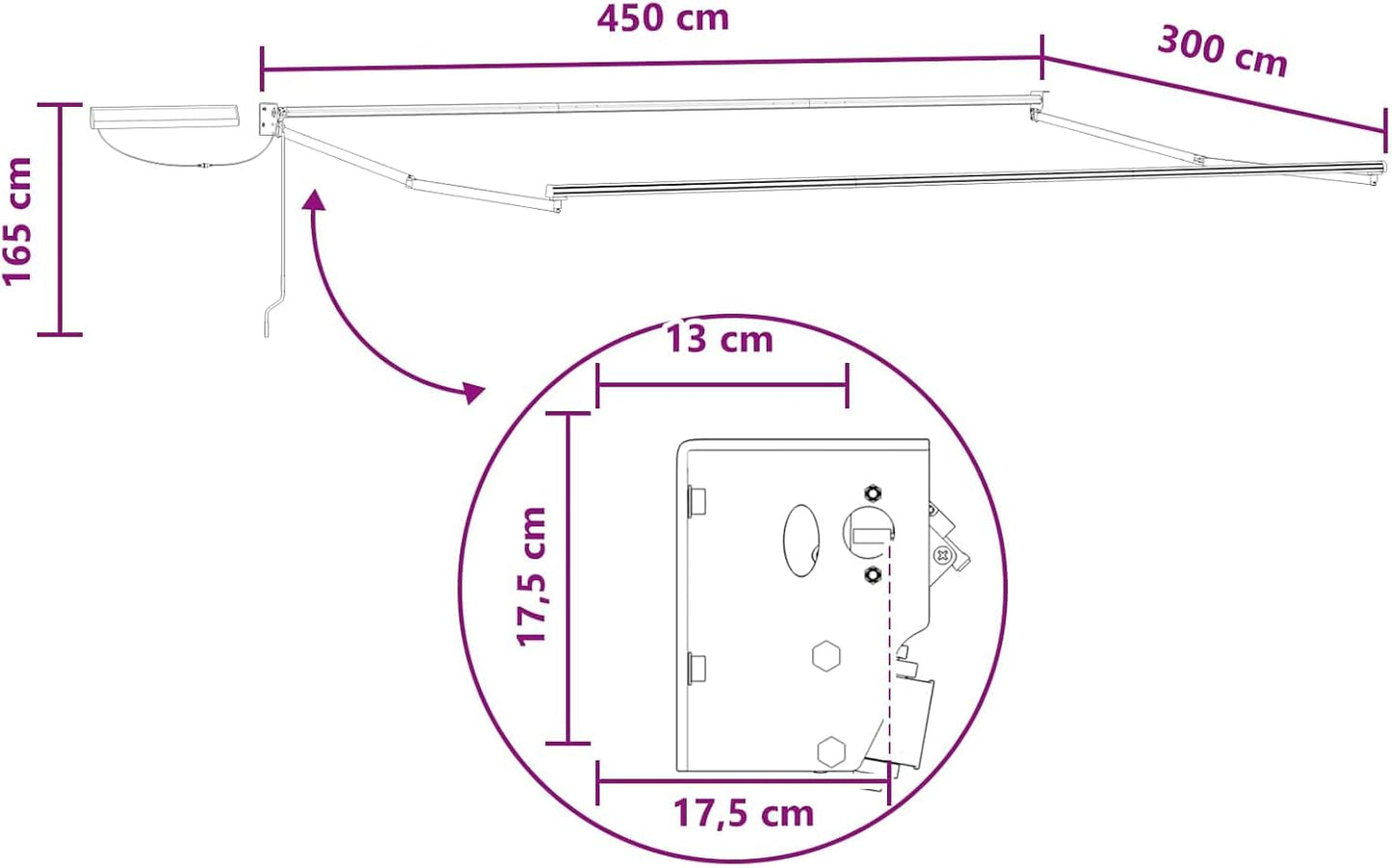 VidaXL - Toldo retráctil eléctrico (100% poliéster, aluminio), toldo eléctrico moderno, sombra exterior con mando a distancia, cobertizo de aluminio, protección solar ecológica