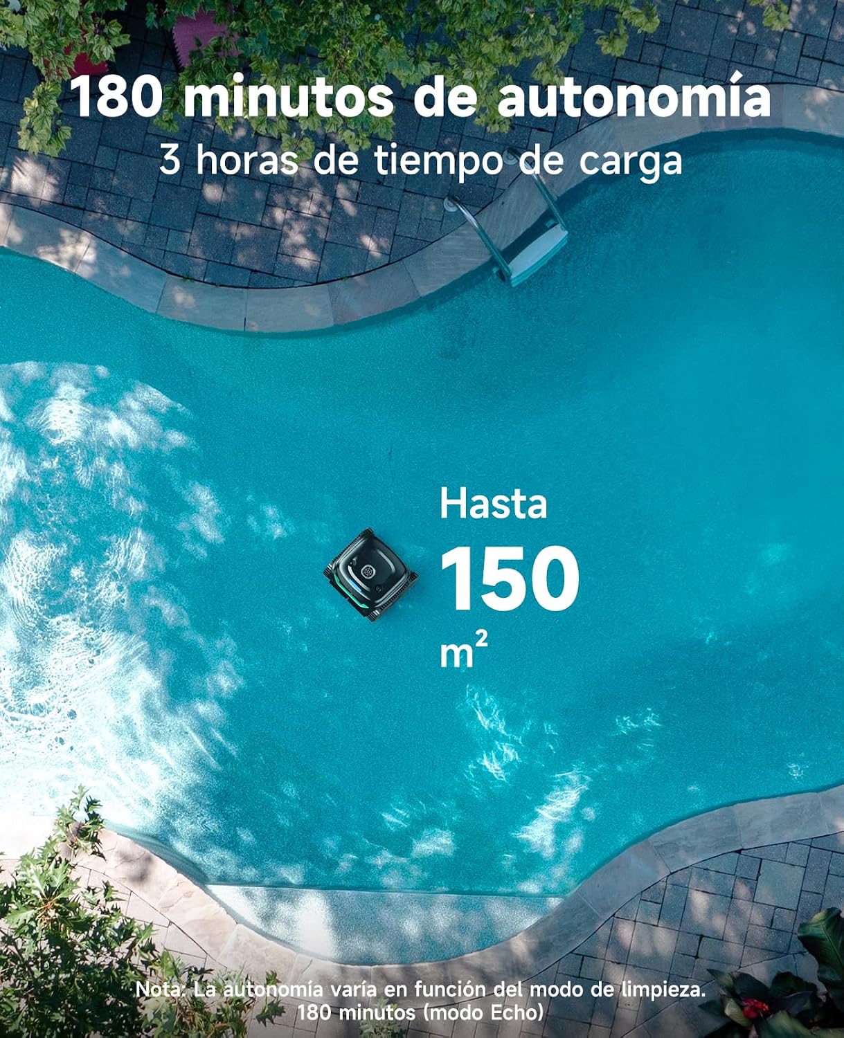 WYBOT C2 – Robot Limpiafondos Inalámbrico, 3 Motores, Doble Filtración, Limpieza De Fondo, Paredes Y Línea De Agua, Autonomía 180 Min, para Piscinas Enterradas hasta 150㎡, con App(Verde carbón-Gris)