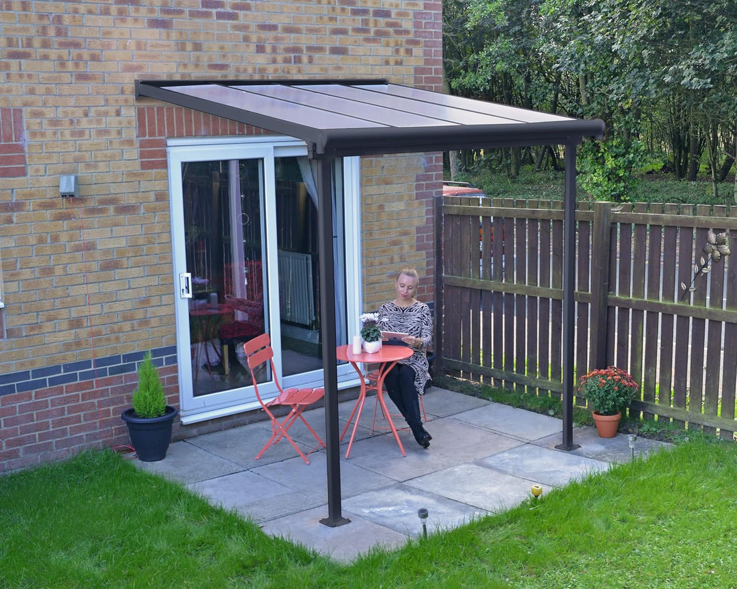 Canopia by Palram Pérgola Sierra 2.2X2.3 de Aluminio y Policarbonato, Moderna y Elegante, para Cubrir una Terraza Todo el Año (Gris)
