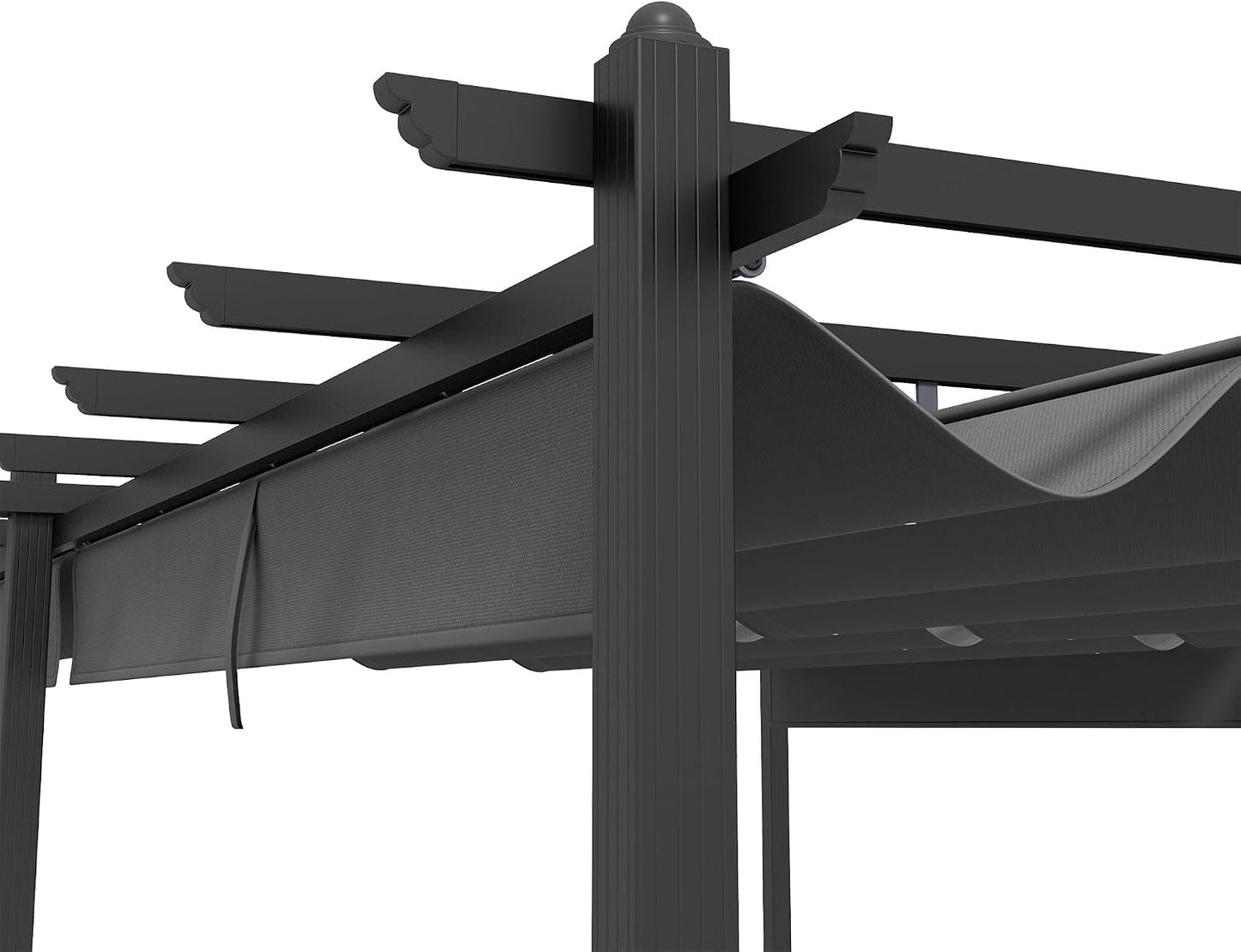 Outsunny Pergola Jardín Exterior Pergola Aluminio 3,6 x 6 m Corrediza para Terraza Estructura de Aluminio + Lona Poliéster - Gris Oscuro
