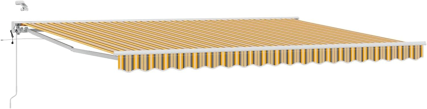 VidaXL Toldo retráctil eléctrico amarillo, gris y blanco 4,5 × 3,5 m, jardín y terraza, toldo rectangular moderno, sombra eléctrica, sombrilla impermeable, solución exterior
