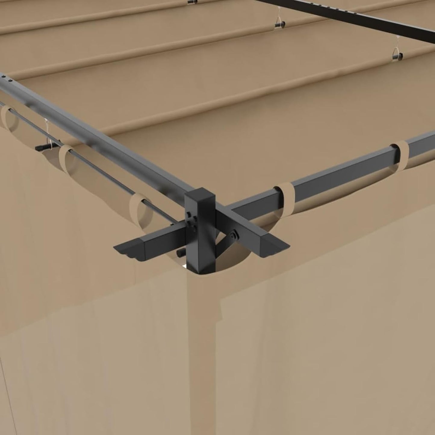 Pérgola de Jardín con Techo y Cortinas, Pérgola de Aluminio 6x3 m, Cenador de Jardín con Techo Retráctil, Poliéster Resistente al Agua y a UV para Patio Terraza Exterior Taupe