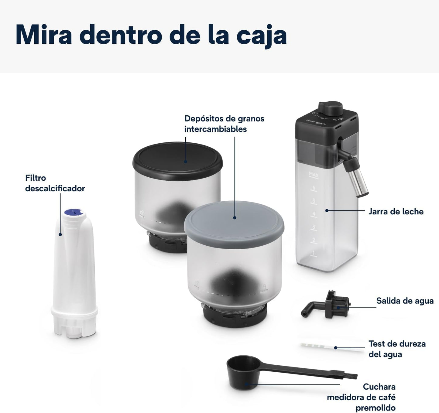 De'Longhi Rivelia EXAM440.55.G, Cafetera Superautomática con LatteCrema Hot, Espumador de Leche Automático, Tamaño Compacto, 16 Recetas, Pantalla Táctil a Color, Gris