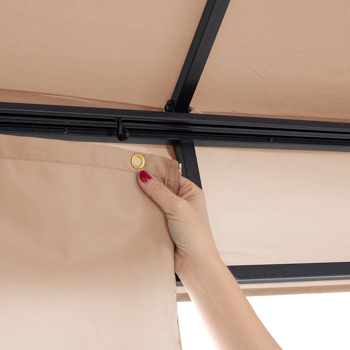 Cenador de jardín 3x3 m ALU Premium Aprox. 220g/m² Lona de Techo Cenador Impermeable 4 Lados cenador de jardín Topo Claro Aprox. 9x9 cm Perfil