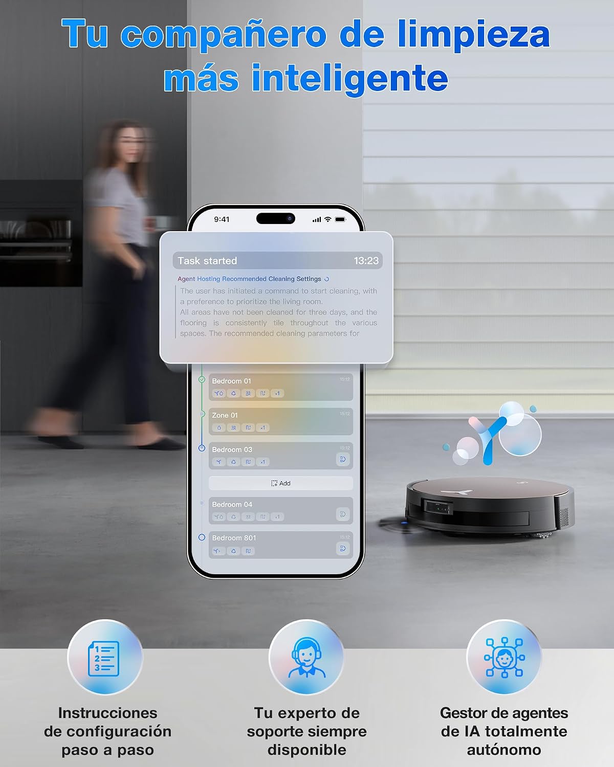 ECOVACS X11 OMNI CYCLONE Robot Aspirador y Friegasuelos, BLAST+19,500 Pa, Potencia ultrarrápida, OZMO ROLLER 2.0, Altura Máxima de Ascenso de 4cm, Rodillo Extendido, Vaciado Automático PureCyclone 2.0