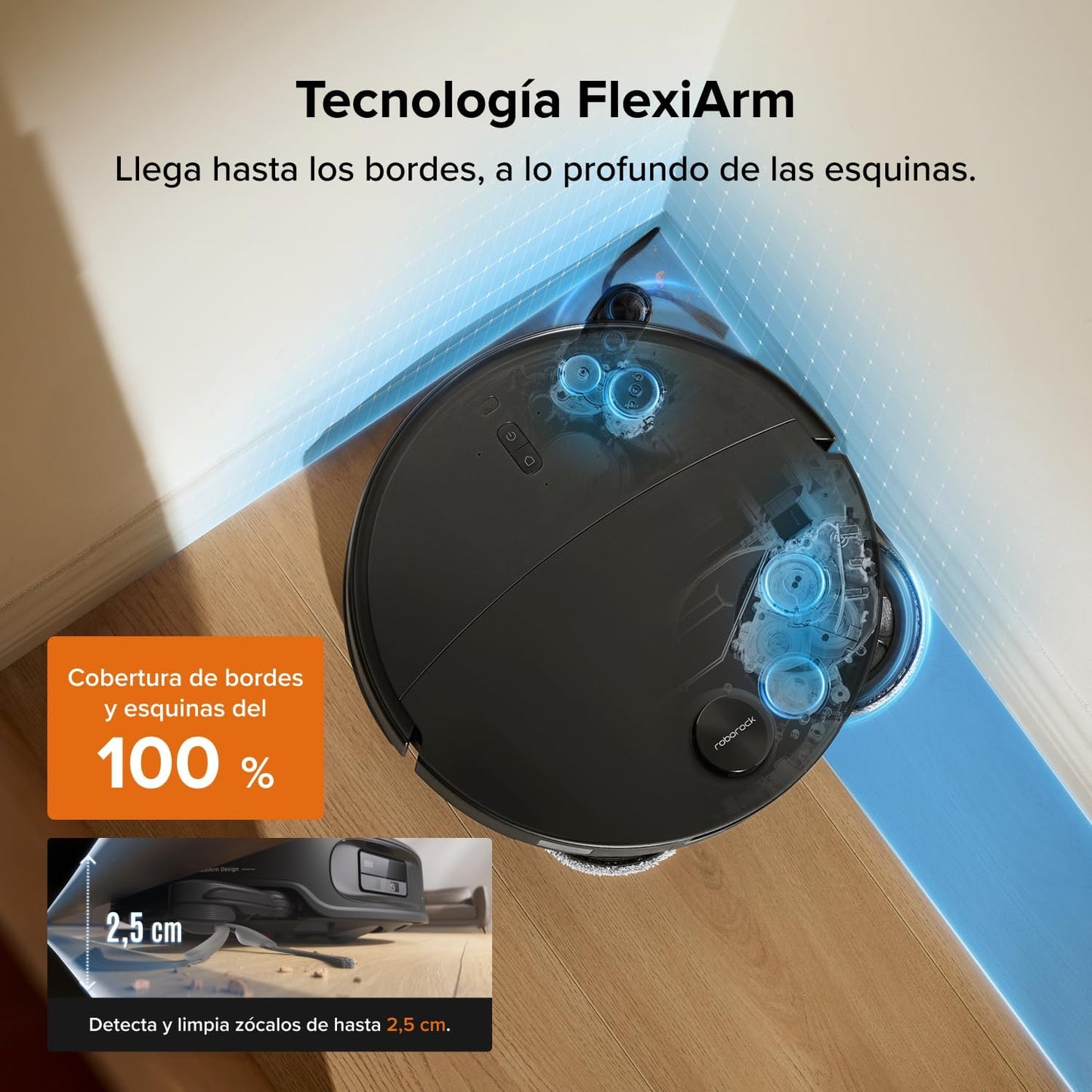 roborock Qrevo Edge 2 Robot Aspirador, Succión de 25000 Pa, 7,98 cm Ultrafino para Espacios Reducidos, Base Todo en Uno, Sistema antienredos, Evitación de 280+ Tipos de Obstáculos, Negro
