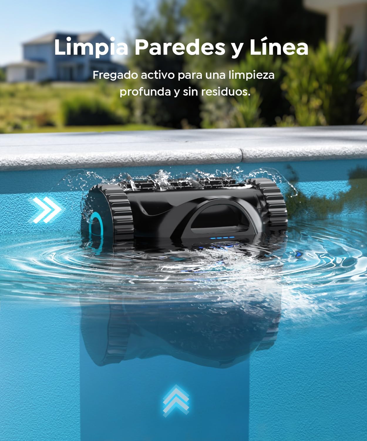 C1 Robot limpiafondos Piscina y Paredes, Línea de Flotación, Doble Filtro, 7 Modos de Limpieza, 180 min de Autonomía, Limpiador con App,Robot Piscina,Negro Intenso