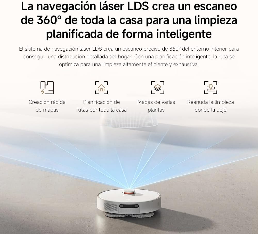 XIAOMI Robot Vacuum X20+, estación Todo-en-uno con Recogida de Polvo, Lavado y Secado automático, succión 6000Pa, evitación S-Cross™, navegación LDS y Control por App