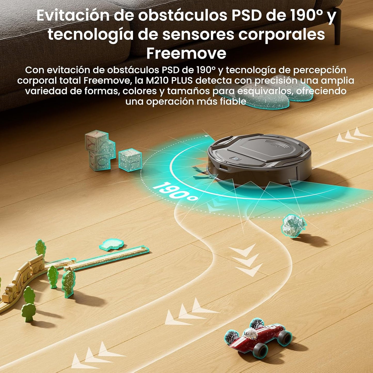 Lefant M210 Plus Robot Aspirador y Fregasuelos, Autovaciado 75 Días, 6000Pa Succión, 150min, Mapeo Láser ToF, Obstáculos 190° PSD, Detecta Alfombras, Gris