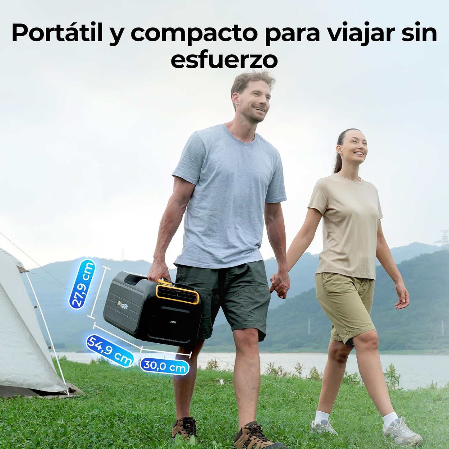 BougeRV PC35 Aire Acondicionado Portátil, 3500 BTU Climatizador, 5 en 1 con App, Compacto, AC 100V-240V, Aire Acondicionado para Camping, Caravana, Tienda, Camión, Furgoneta