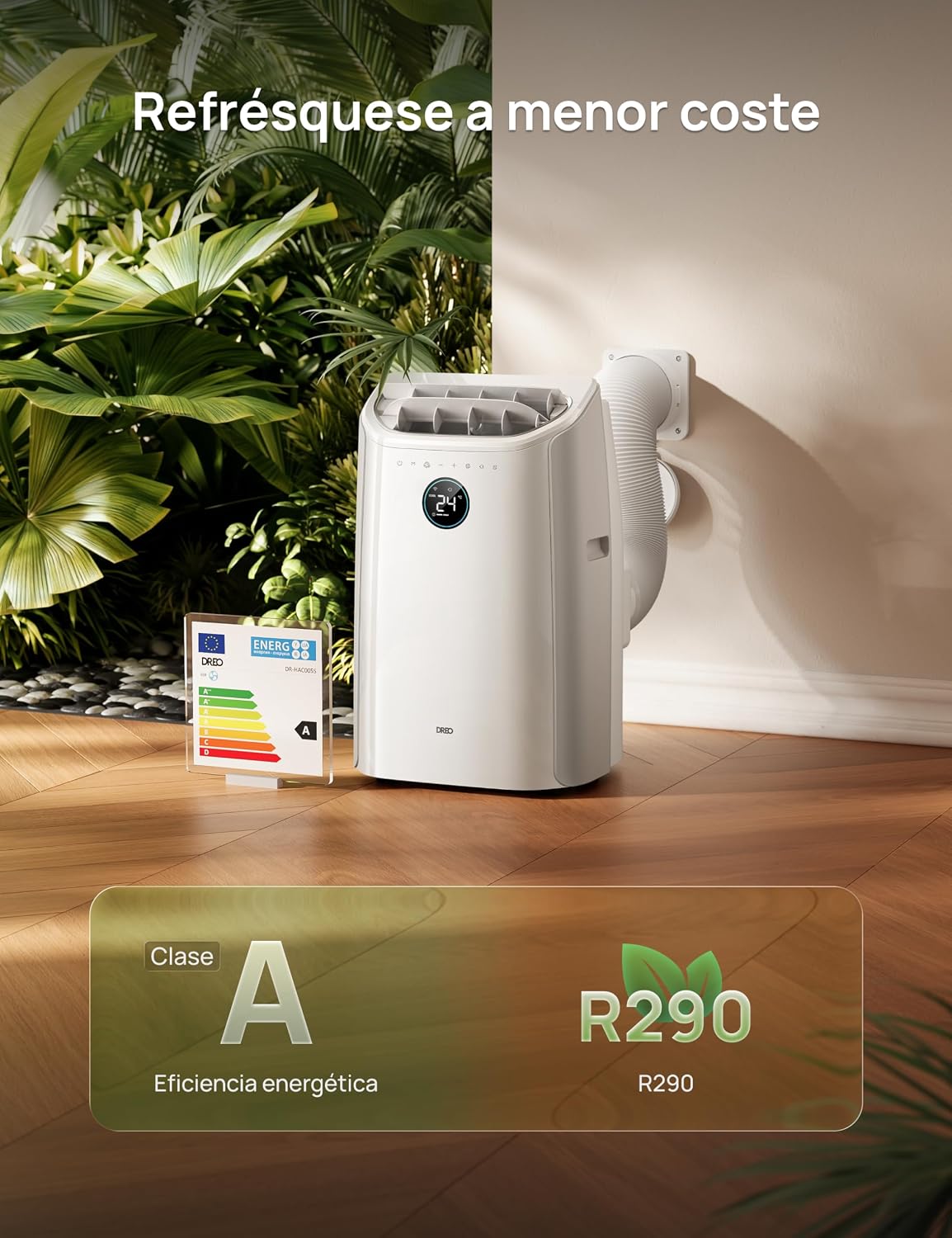 DREO aire acondicionado portátil 12000 BTU 3-en-1 refrigeración/ventilación/deshumidificación, silencioso para dormitorio u oficina, control por app y voz, sin drenaje, kit ventana, 3,2 L/h, AC516S
