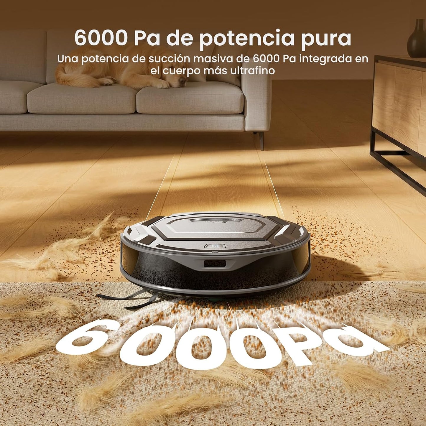 Lefant M210 Plus Robot Aspirador y Fregasuelos, Autovaciado 75 Días, 6000Pa Succión, 150min, Mapeo Láser ToF, Obstáculos 190° PSD, Detecta Alfombras, Gris