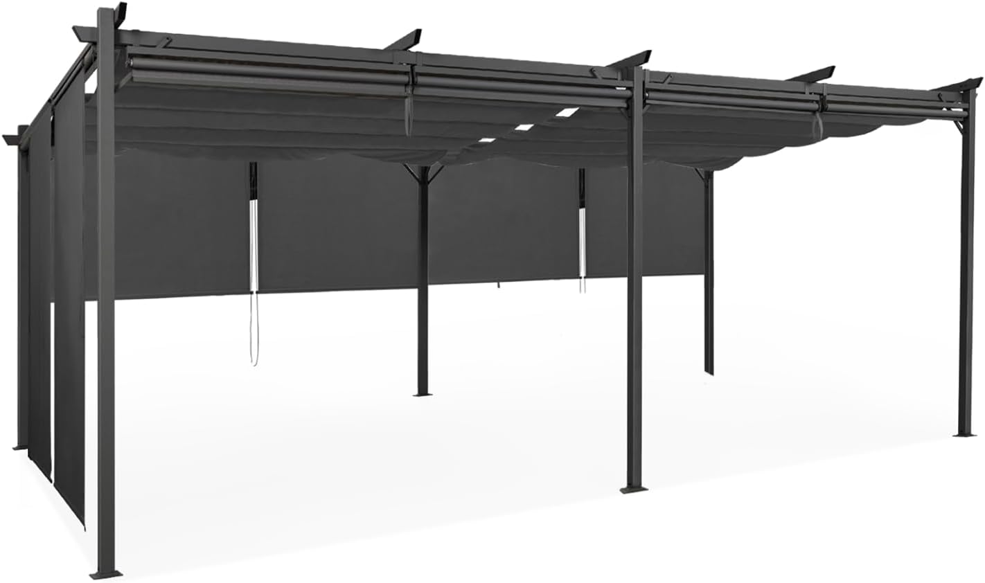 IDMarket - Pergola edición especial techo retráctil 3 x 6 m y 6 persianas, color gris