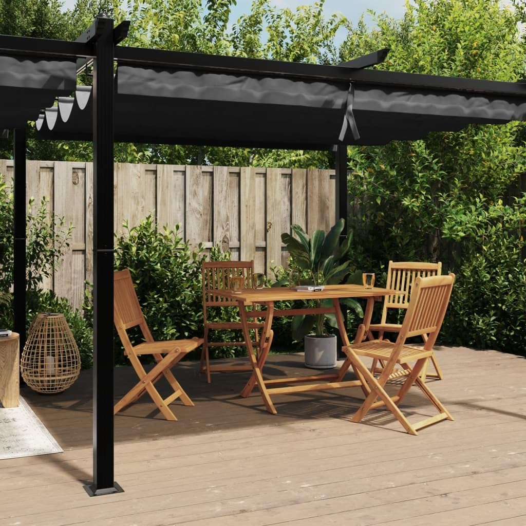vidaXL Cenador de jardín con Techo retráctil Aluminio Antracita 3x6 m, cenador de Exterior, pabellón, pérgola, cenador de Patio, pabellón de jardín