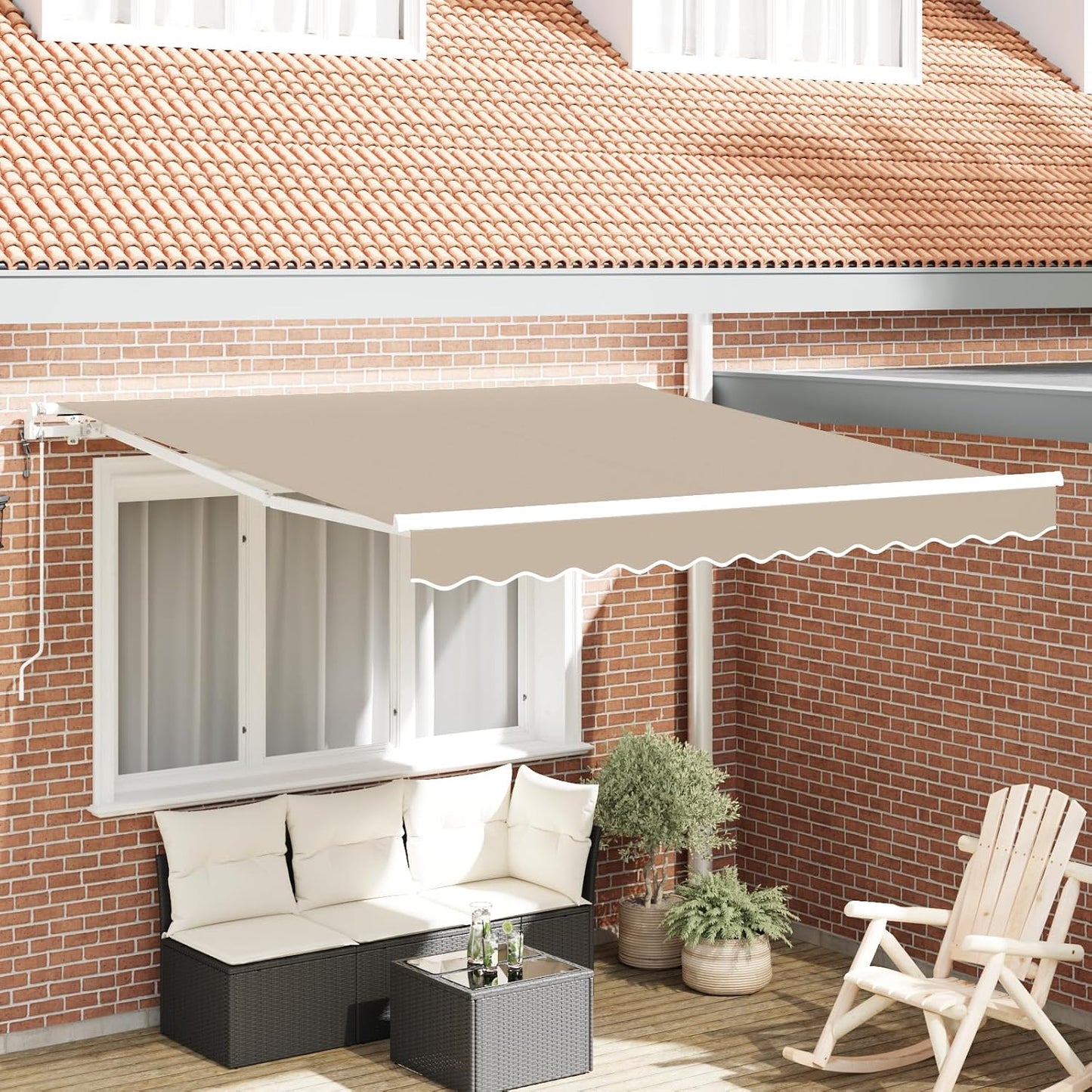 IKAYAA Toldo Motorizado 3 x 2.5 m, Toldo Electrico Exterior, Toldo Articulado Eléctrico con Mando a Distancia, Toldo Brazo Extensible para Terraza, Jardín, Beige