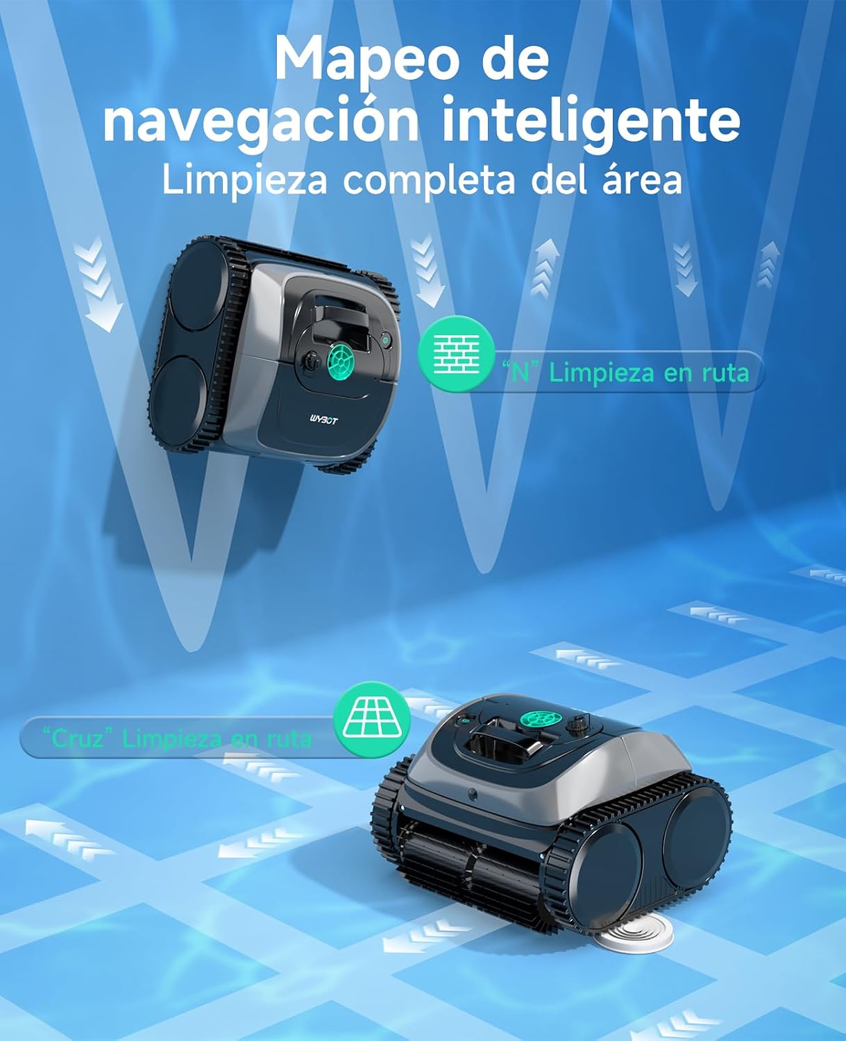 WYBOT C1 Robot Limpiafondos Piscina con Planificación Inteligente de Rutas, Limpieza Automática de Fondo, Paredes y Línea de Agua, Triple Motor Mejorado, 150 Min, hasta 150㎡(Gris)