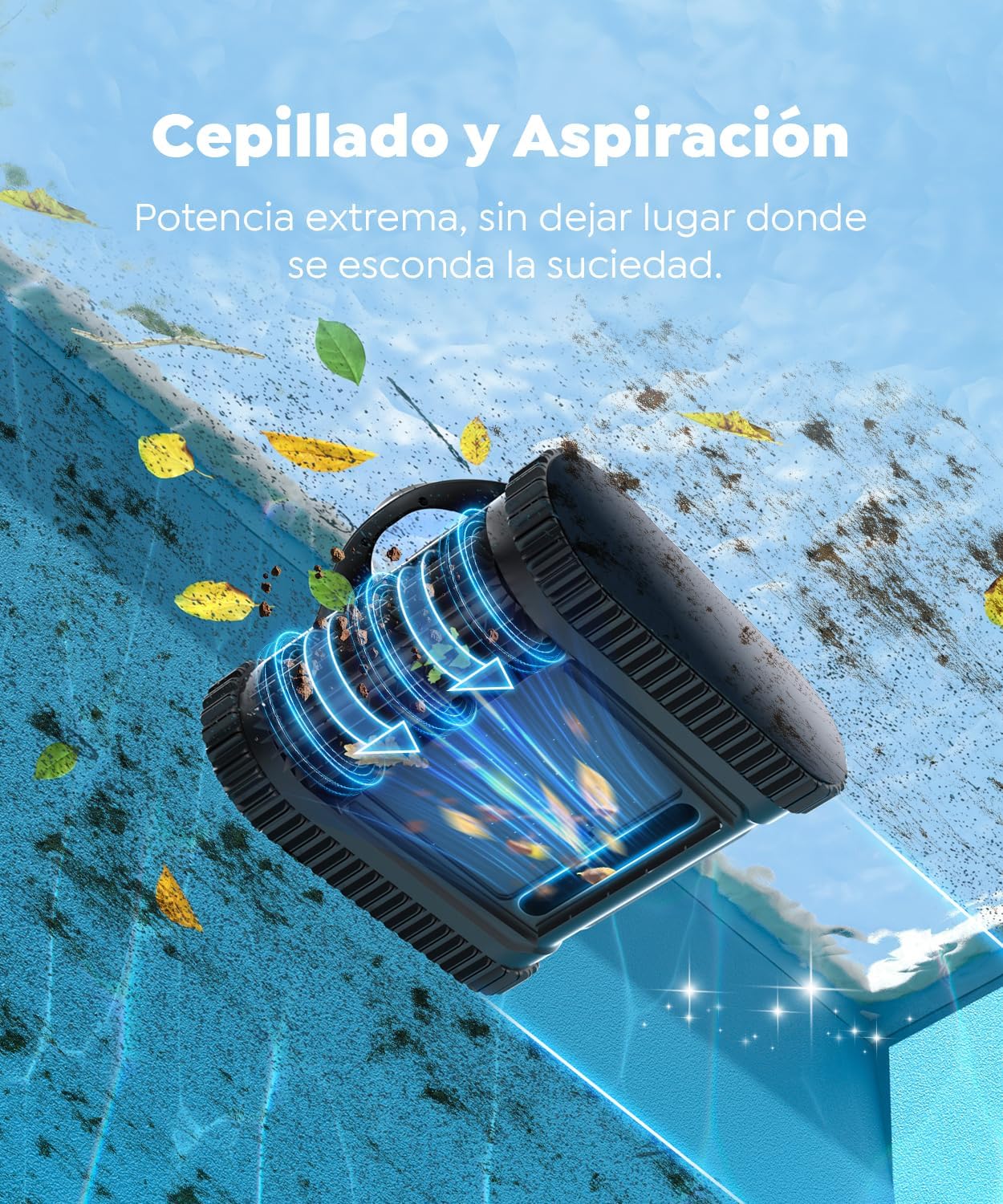 C1 Robot Piscina Limpiafondos y Paredes, Doble Filtro, Aspirador Piscina Bateria, 7 Modos Limpieza, 170-180 min Autonomía, Limpiador con App, Limpiafondos Piscina de hasta 150 m², Azul Abismo