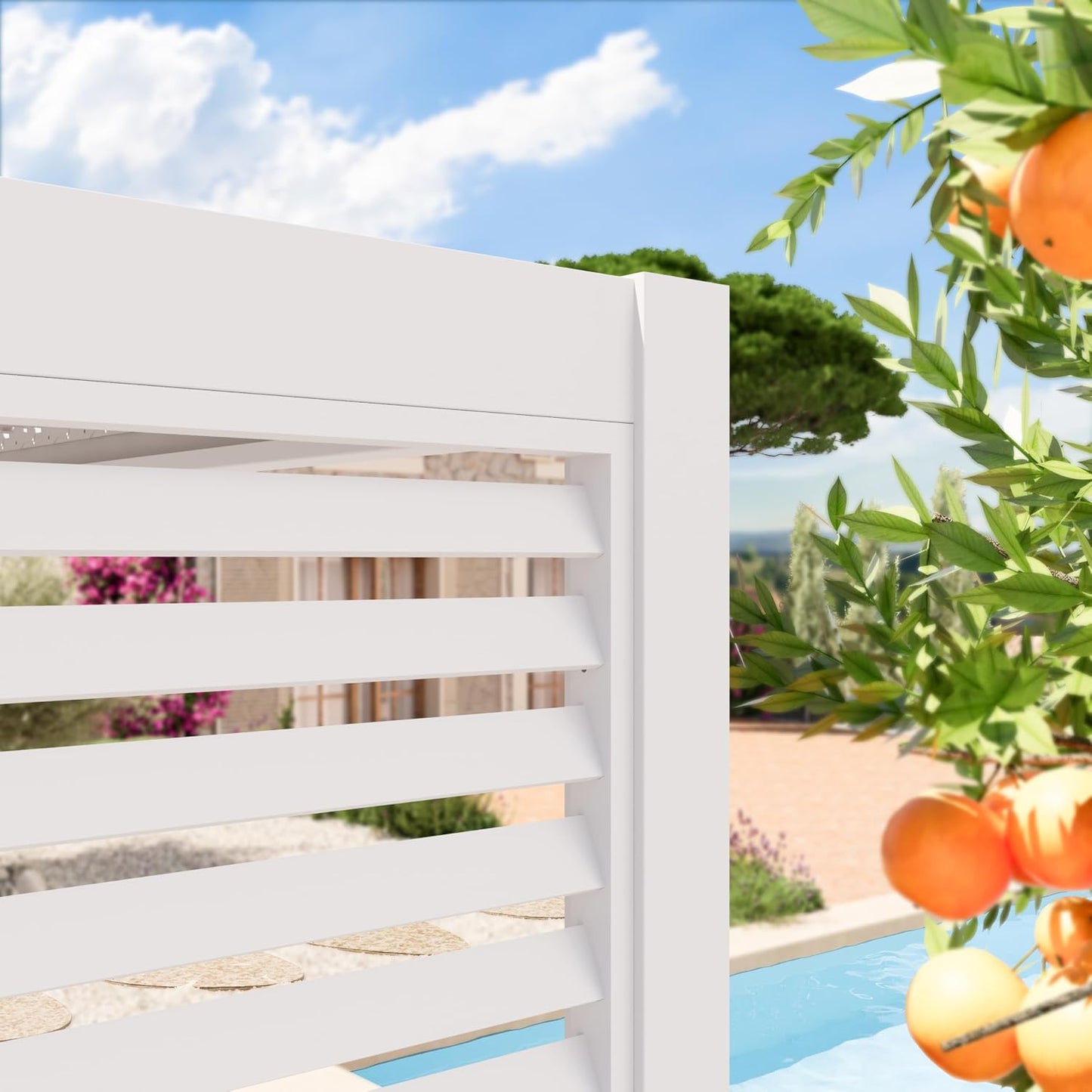 PRIMEYARD Pared de Lamas de 3 Piezas en Aluminio - Panel estático en Blanco para Pergola Premium