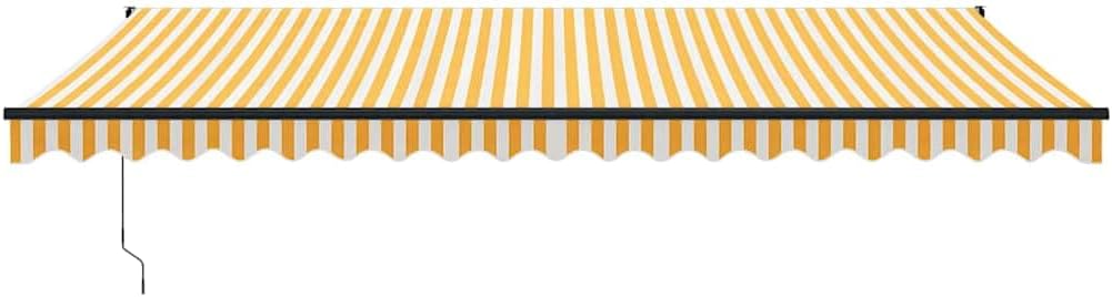 Brokky Toldo Motorizado 5 x 3 m Toldo Articulado Eléctrico con Mando a Distancia para Terraza, Jardín-Amarillo y Blanco-5 x 3 m-Marco Antracita
