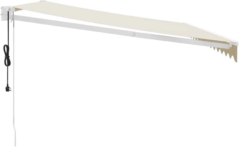 Brokky Toldo Motorizado 4.5X 3 m Toldo Articulado Eléctrico con Mando a Distancia para Terraza, Jardín-Crema-4.5 x 3 m-Marco Blanca