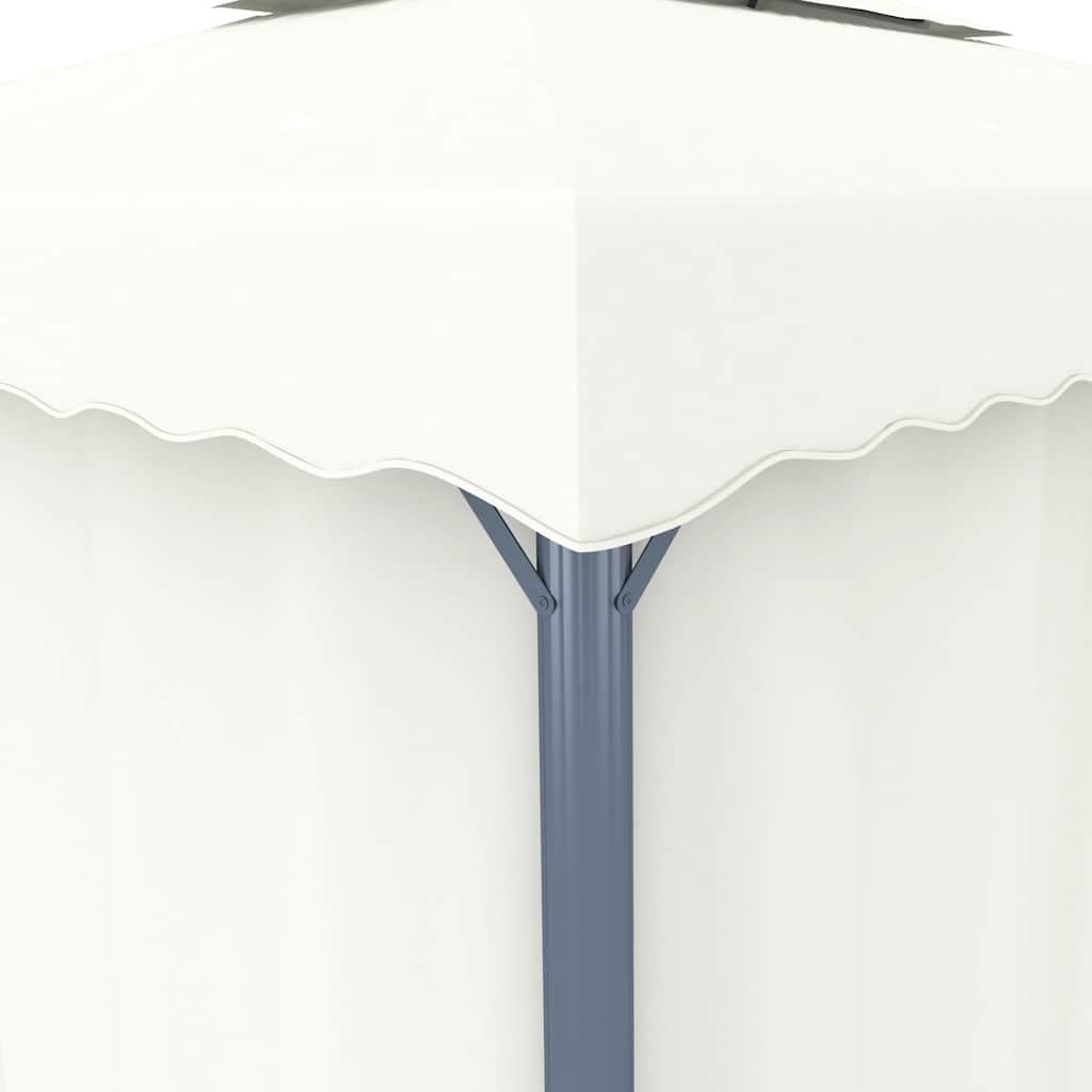 vidaXL Cenador con Cortina y Tira de Luces Lateral Pérgola Jardín Patio Toldo Sombrilla Parasol Tienda Carpa Marquesina Aluminio Crema 4x3 m