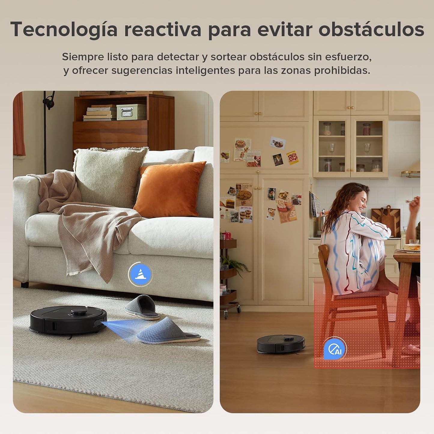 roborock Robot Aspirador QV 35A Set, 8000Pa de succión, Dos mopas giratorias elevables, cepillos antienredos, tecnología reactiva para Evitar obstáculos, navegación y mapeo,Negro