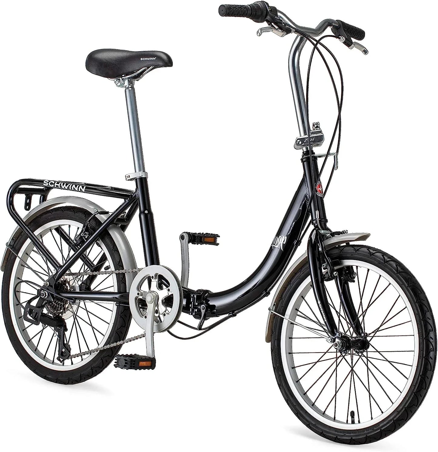 Bicicleta plegable Schwinn Loop para adultos, ruedas de 20 pulgadas, transmisión de 7 velocidades