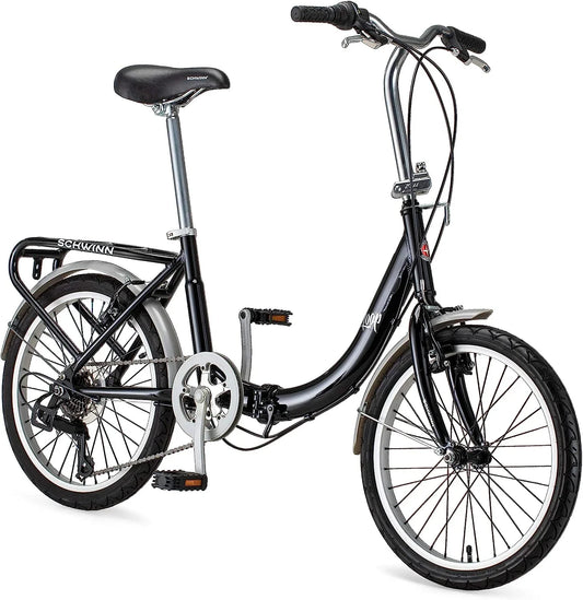 Bicicleta plegable Schwinn Loop para adultos, ruedas de 20 pulgadas, transmisión de 7 velocidades