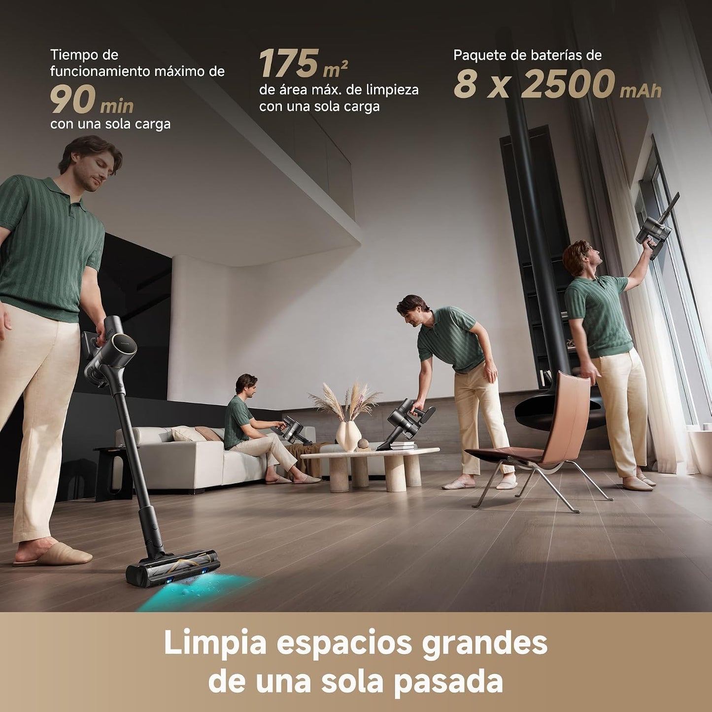 DREAME R20 SE-A Aspirador Sin Cable, 20000 PA/Succión 150 AW, 90 min, Pantalla LED, Vaso De Polvo 0,6 L, Vaciado Fácil del Polvo, Cepillo Antienredos Iluminado, Filtro 5 Capas