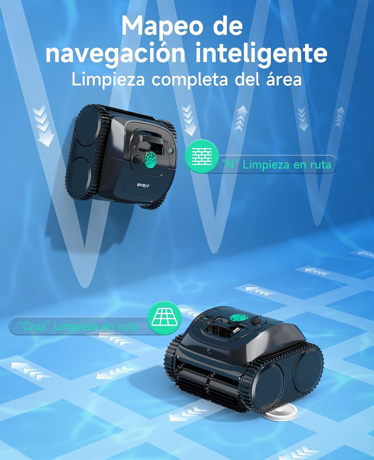 WYBOT C1 Robot Limpiafondos Piscina con Planificación Inteligente de Rutas, Limpieza Automática de Fondo, Paredes y Línea de Agua, Triple Motor Mejorado, 150 Min, hasta 150㎡(Negro)
