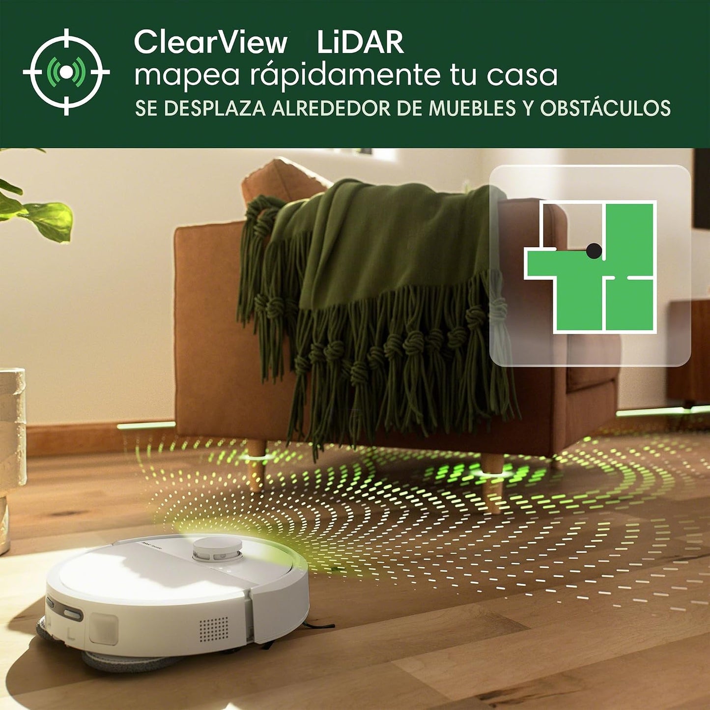 iRobot Roomba Plus 405 Combo con Base AutoWash multifunción y autolimpiable, Lavado y Secado mopas DualClean elevables, Clearview LiDAR,75 días de autovaciado, Doble fregado con SmartScrub, App_B